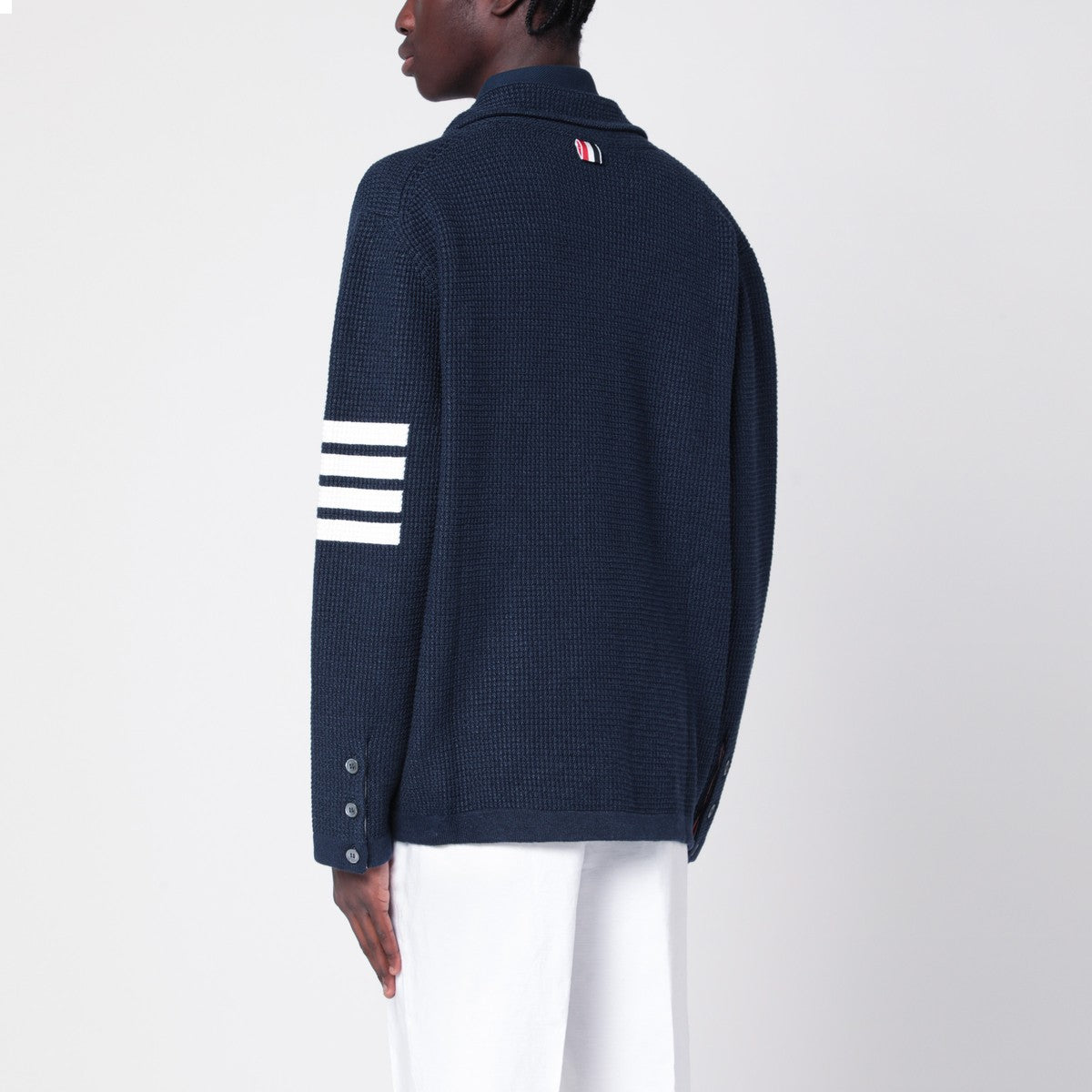 Thom Browne Blue linen blend cardigan